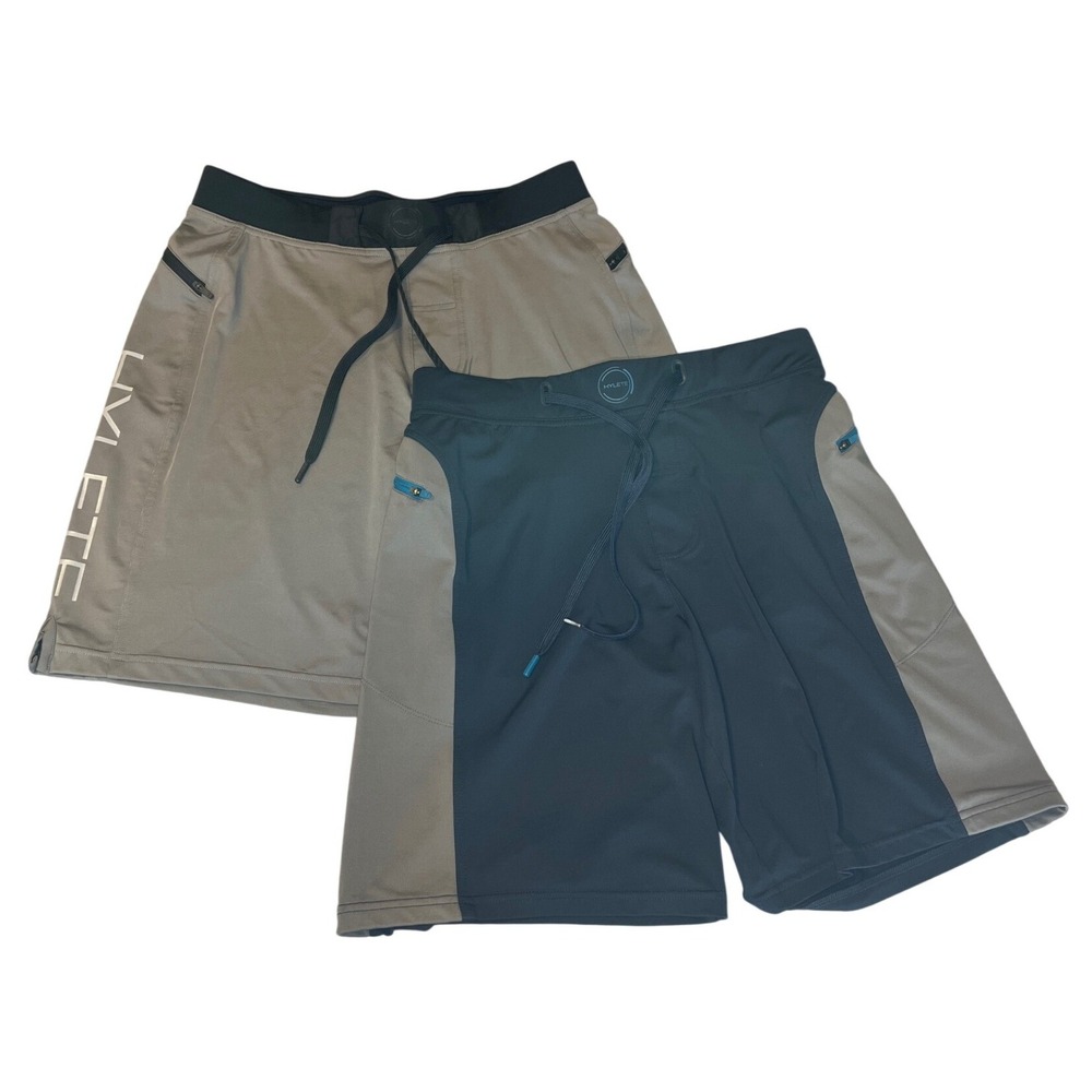 Hylete Mens Training Shorts Bundle Grey Black Above Knee Athletic Gym Small 2pk